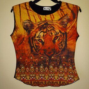 RAVE CITY Striking Tiger Tank with Middle Eastern Design Women's S